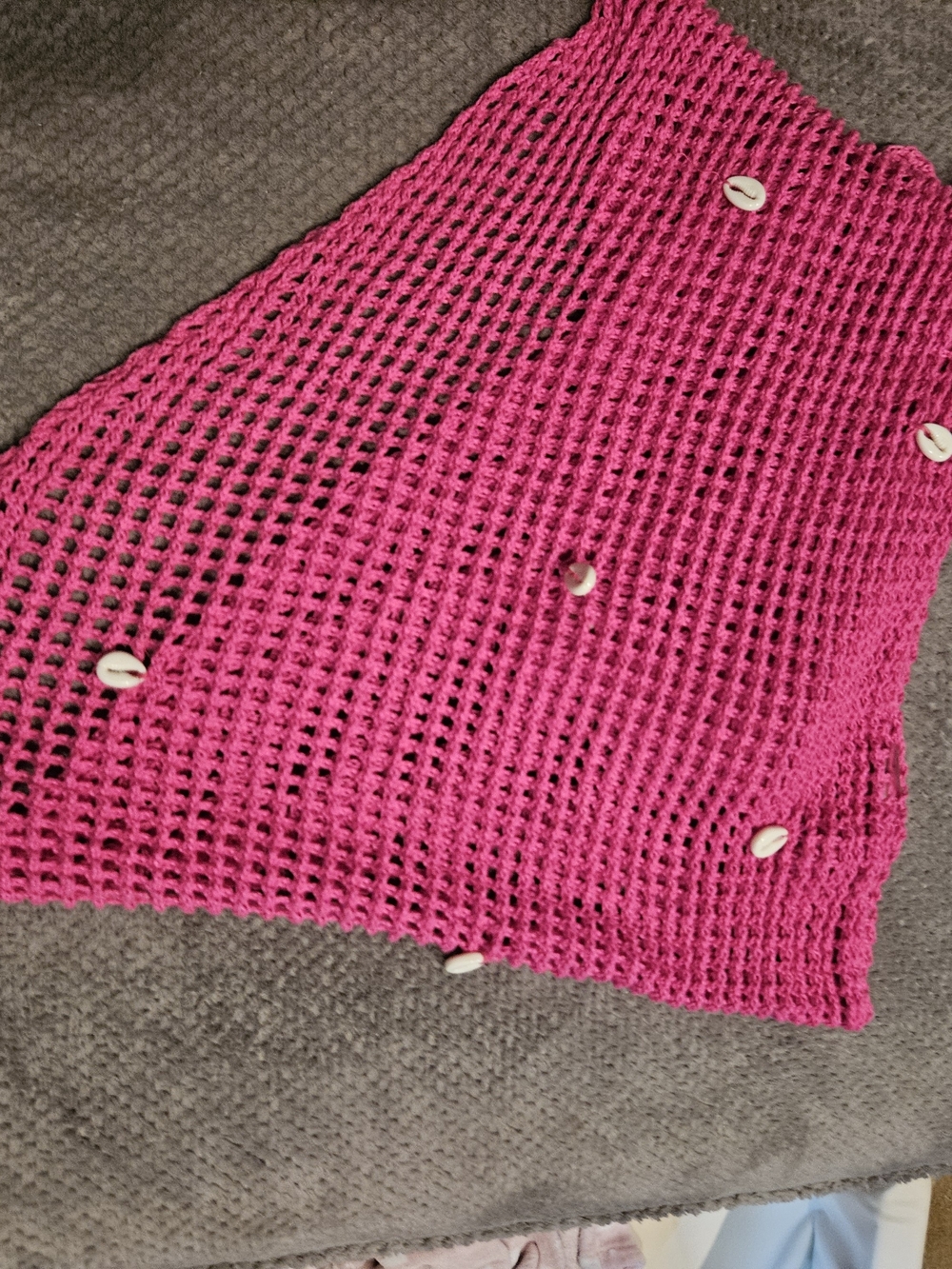 Crochet Shell-Accented Wrap— Hot Pink